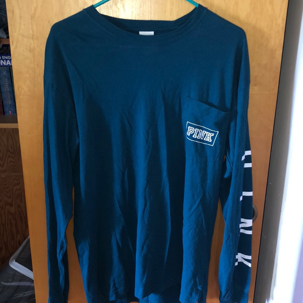 Pink brand, medium, dark greenish blue